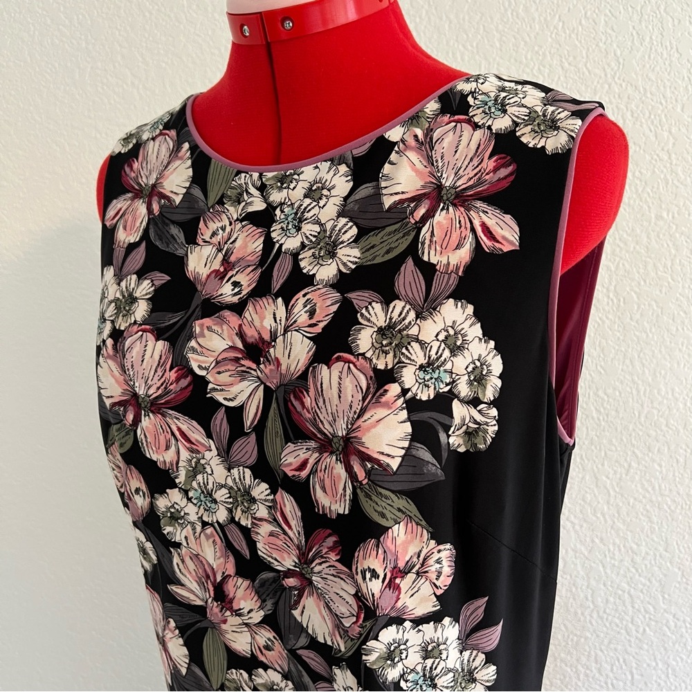 White House Black Market Floral Midi Dress - Black and Pink - Picture 6 of 13